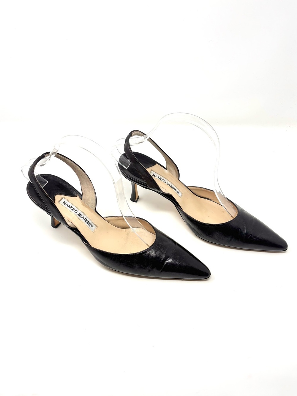 Manolo Blahnik Carolyne Vintage Y2K Pointed Toe Slingback Kitten Heel Pumps 40